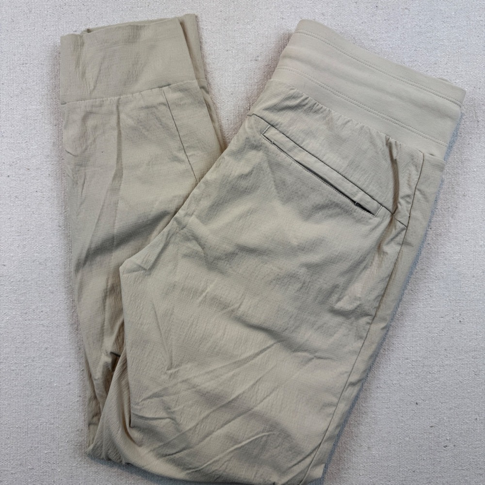 Athleta La Viva Joggers Womens 4 Beige Tan Lightweight Travel Pants Drawstring